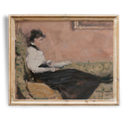 Woman Book Reading Painting Library Wall Art