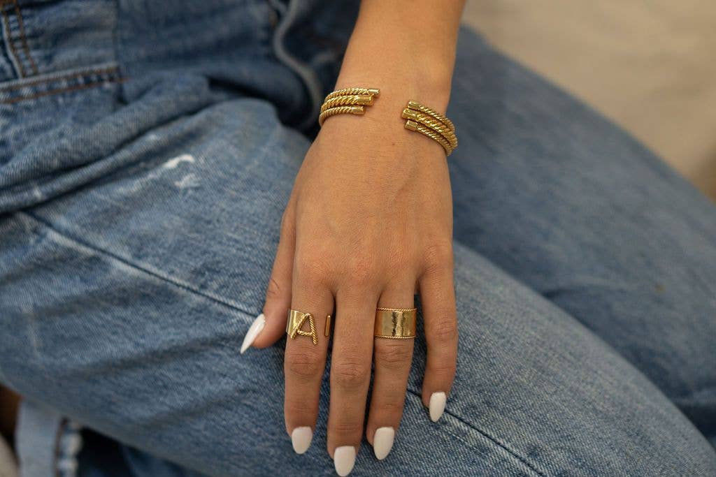 24K Gold Twisted Bangle