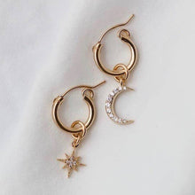 Load image into Gallery viewer, CELESTIAL STAR AND MOON HOOPS