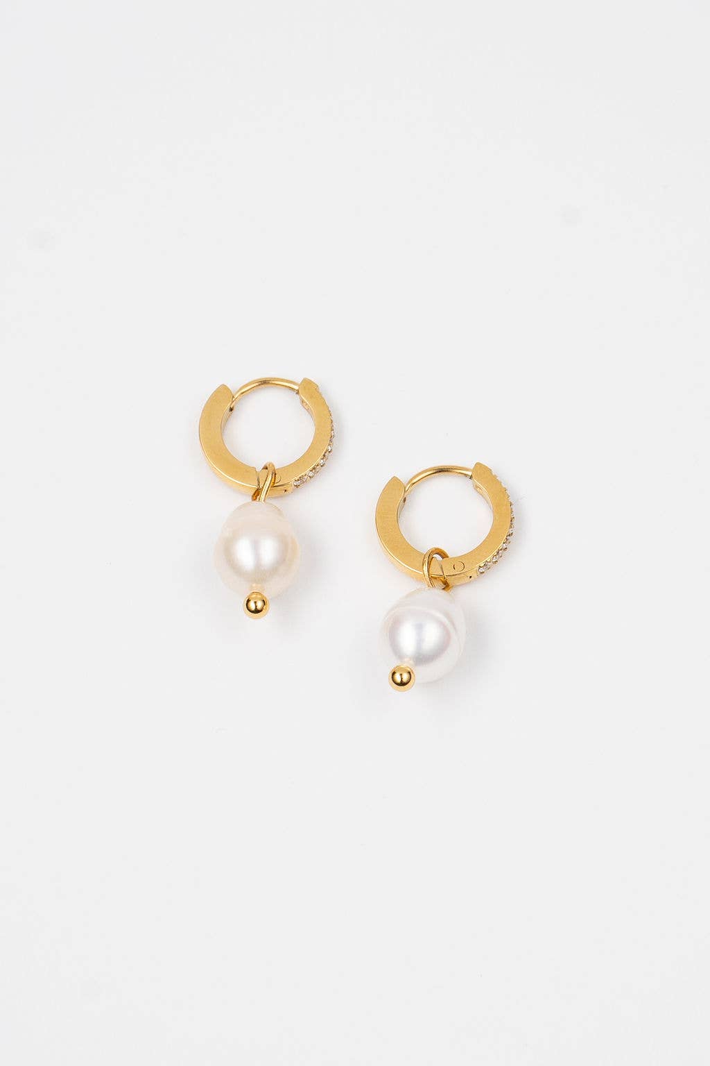 Cz Pearl Drop Huggies