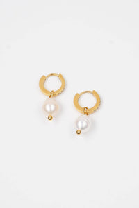 Cz Pearl Drop Huggies