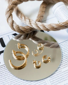 Tiny Tube Dangle Earrings Hoops