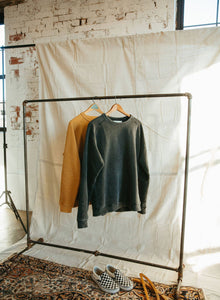 Washed Hemp Crewneck Sweatshirt: Vintage Black - Unisex