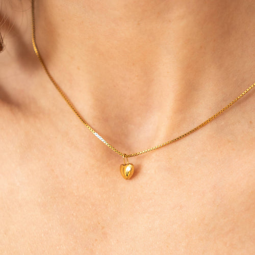 Tiny Gold Puffy Heart Necklace