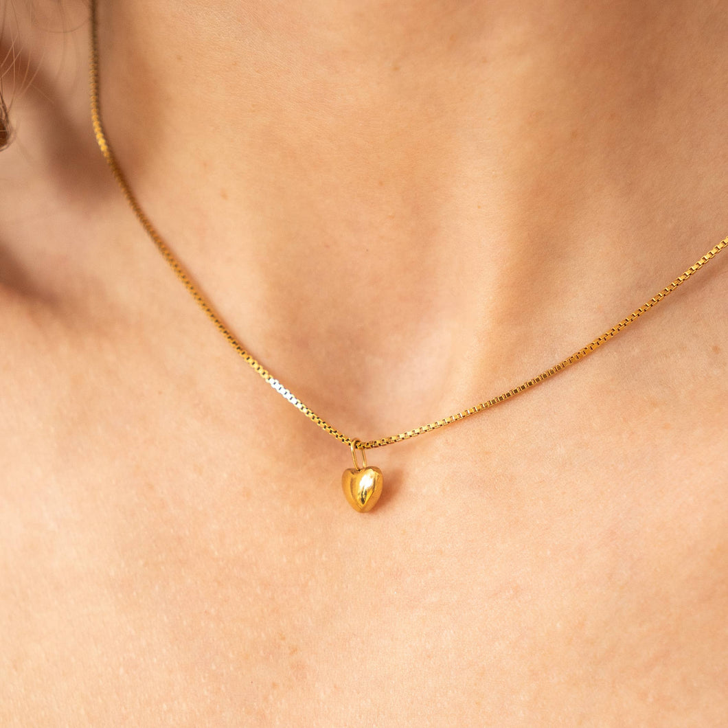 Tiny Gold Puffy Heart Necklace