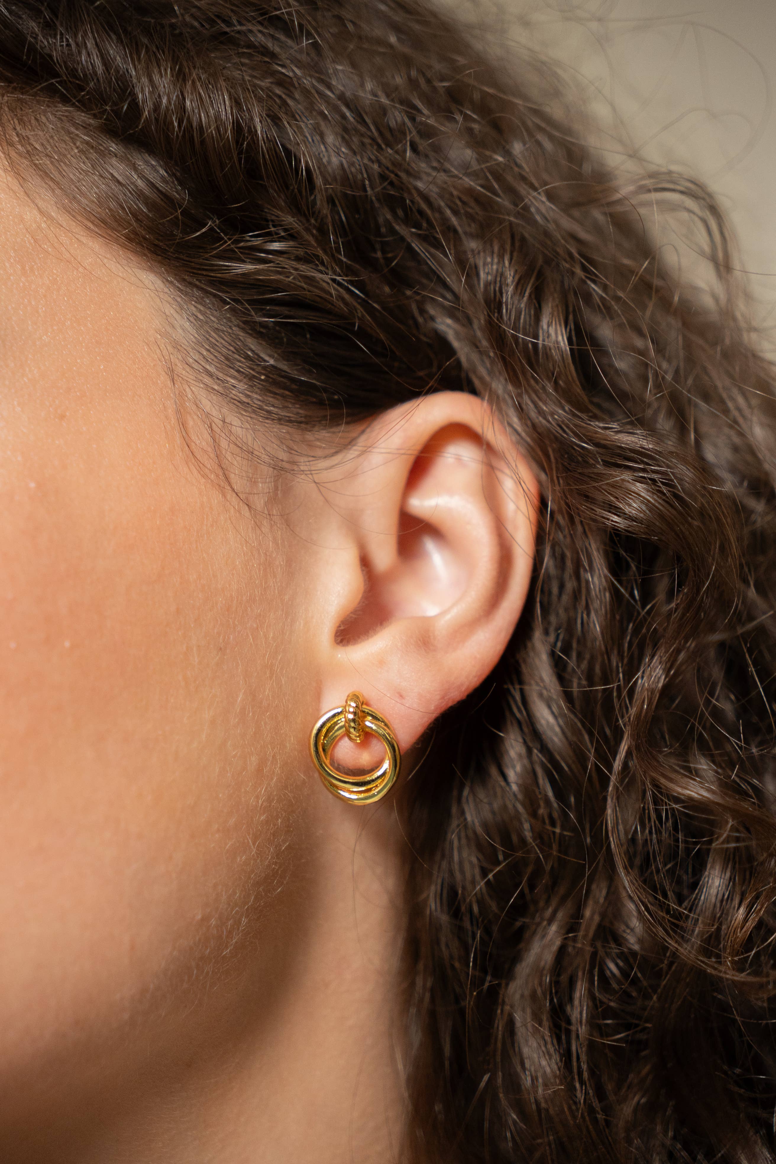 18k Gold Looped Duo Studs