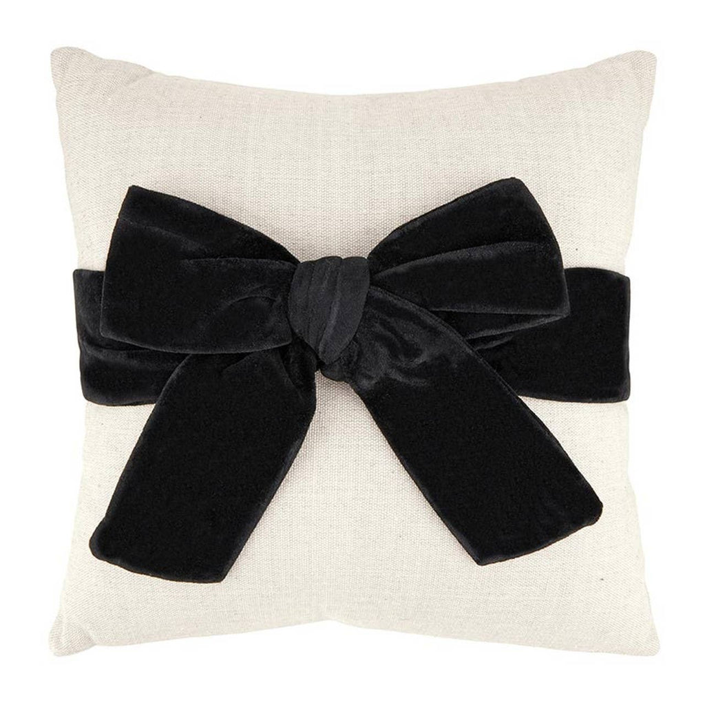 Velvet Bow Pillow - Black