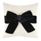 Velvet Bow Pillow - Black