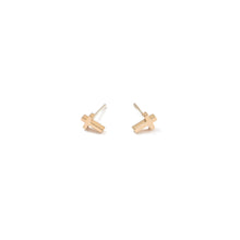 Load image into Gallery viewer, 24K Gold Dainty Cross Studs