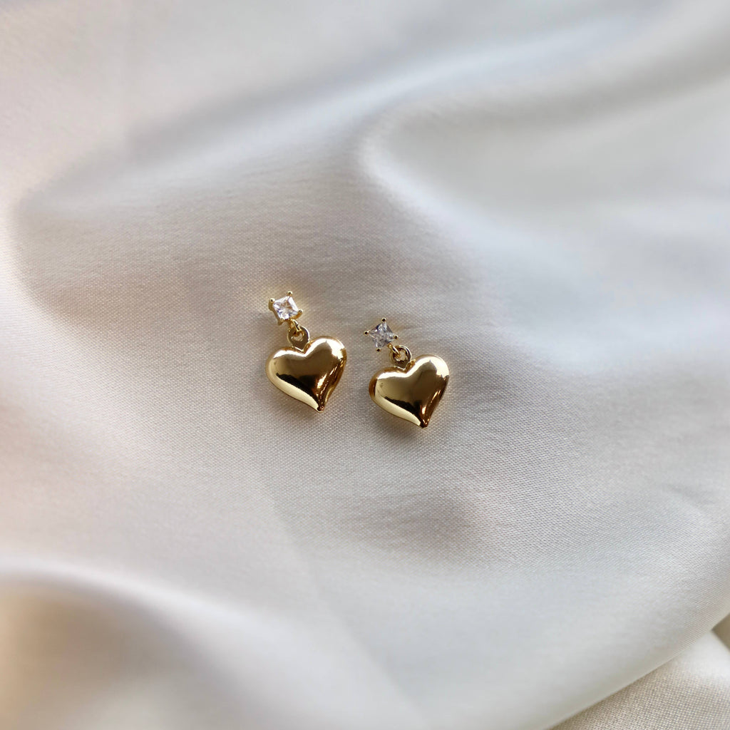 PUFF HEART AND CZ STUD