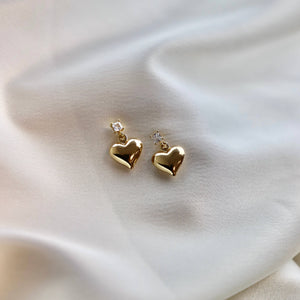 PUFF HEART AND CZ STUD
