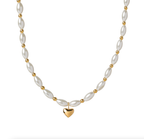 Waterproof White Shell Necklace with Puffy Heart