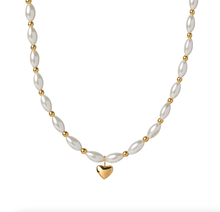 Load image into Gallery viewer, Waterproof White Shell Necklace with Puffy Heart