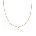 Waterproof Gold Box Chain Pearl Pendant Necklace