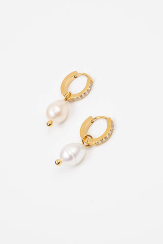 Cz Pearl Drop Huggies