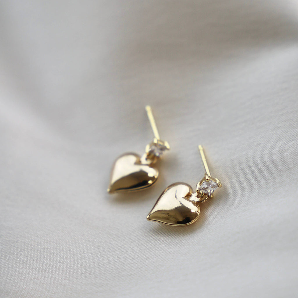 PUFF HEART AND CZ STUD