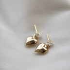 PUFF HEART AND CZ STUD