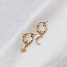 Load image into Gallery viewer, CELESTIAL STAR AND MOON HOOPS
