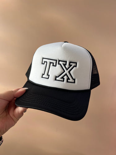TX Black and White Trucker Hat
