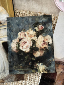 Moody Vintage Flower Print | Dark Floral Still Life Oil Painting