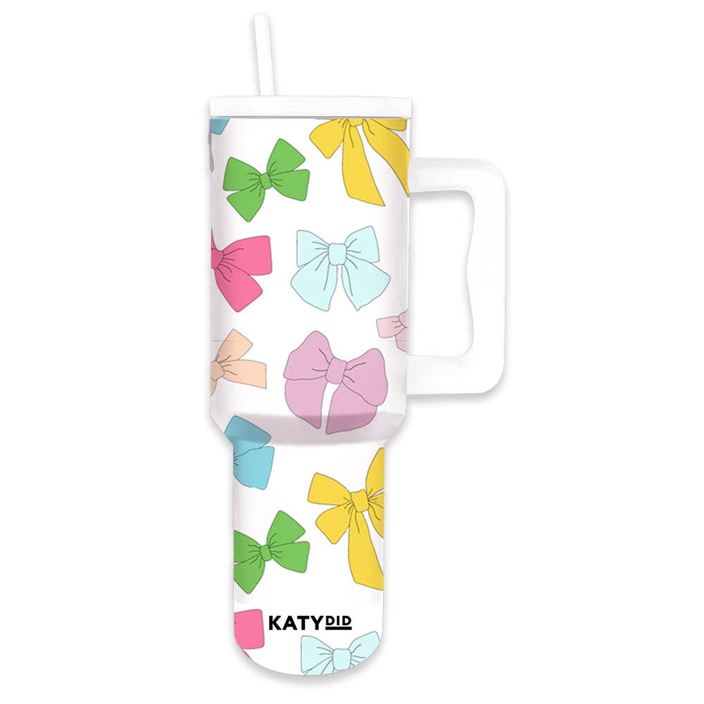 Multicolored Coquette Bows 40 Oz Tumbler w/ Handle