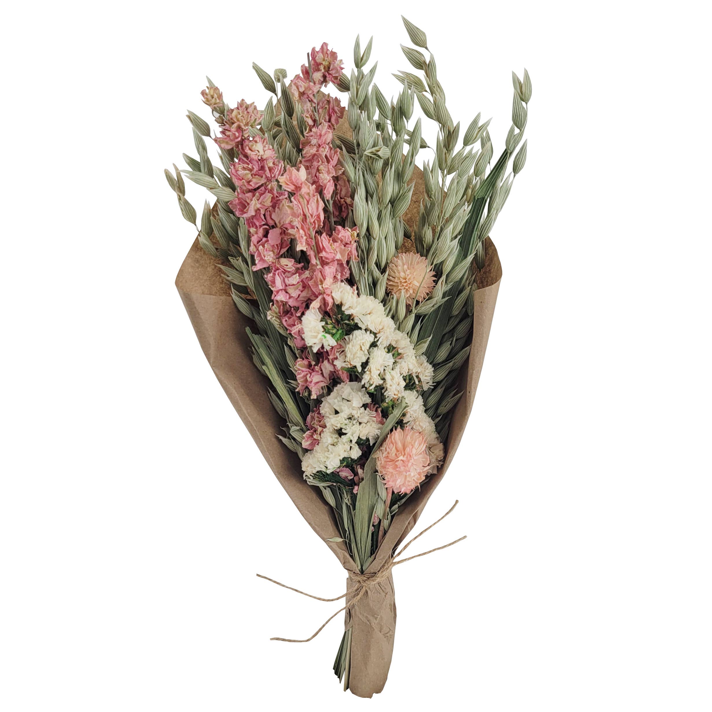 Petite 12" Bouquet: Pink Larkspur and White Statice Flower