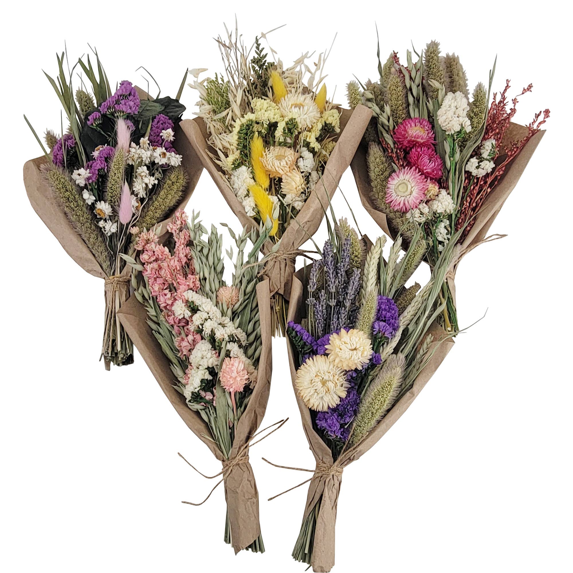 Petite 12" Bouquet: Pink Larkspur and White Statice Flower