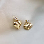 PUFF HEART AND CZ STUD