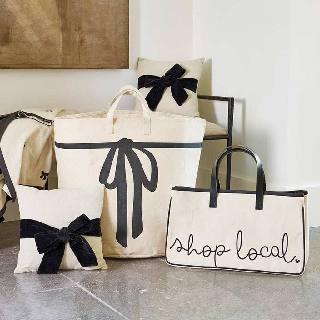 Velvet Bow Pillow - Black