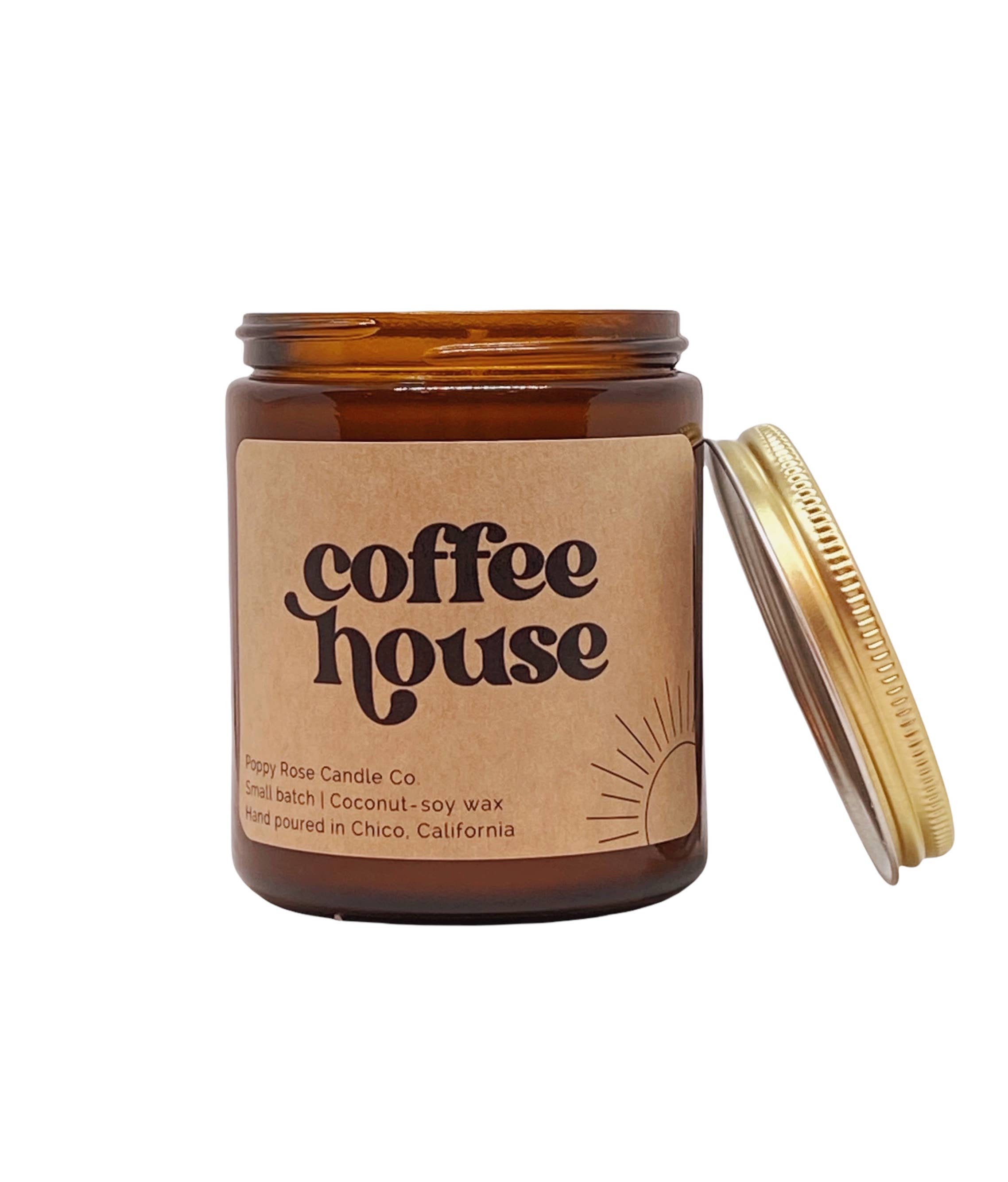 Coffee House 8 oz coconut wax amber jar candle