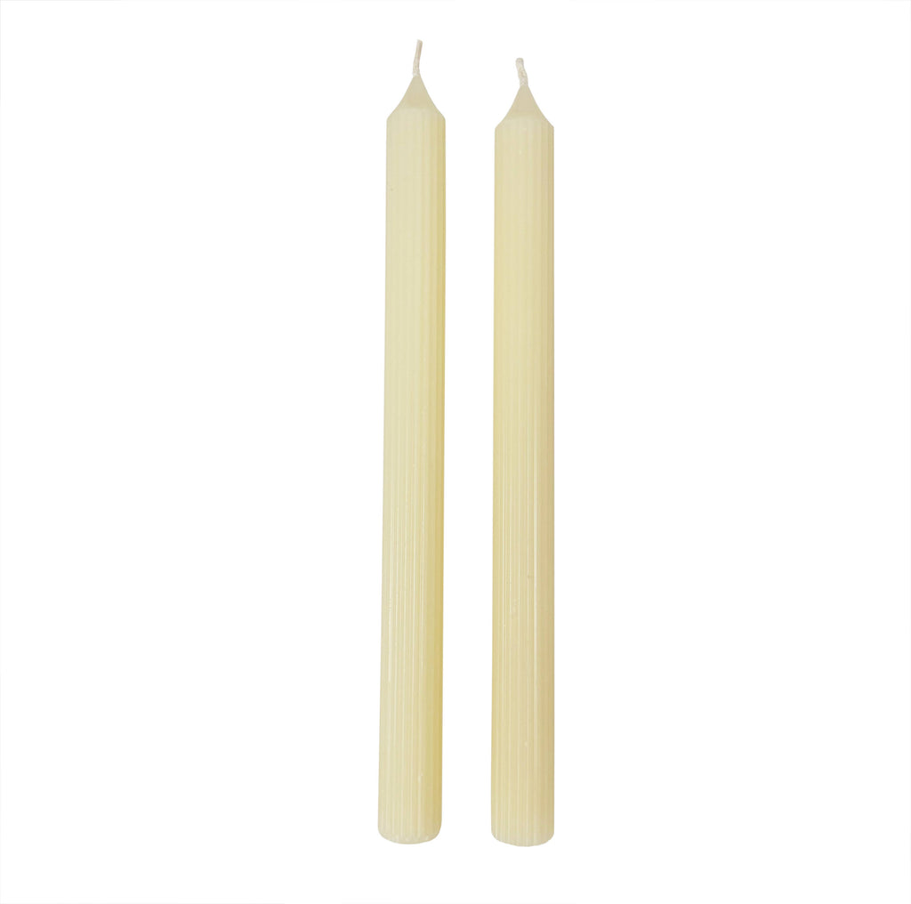 Ivory Ridged Taper Candles (Set of 2)