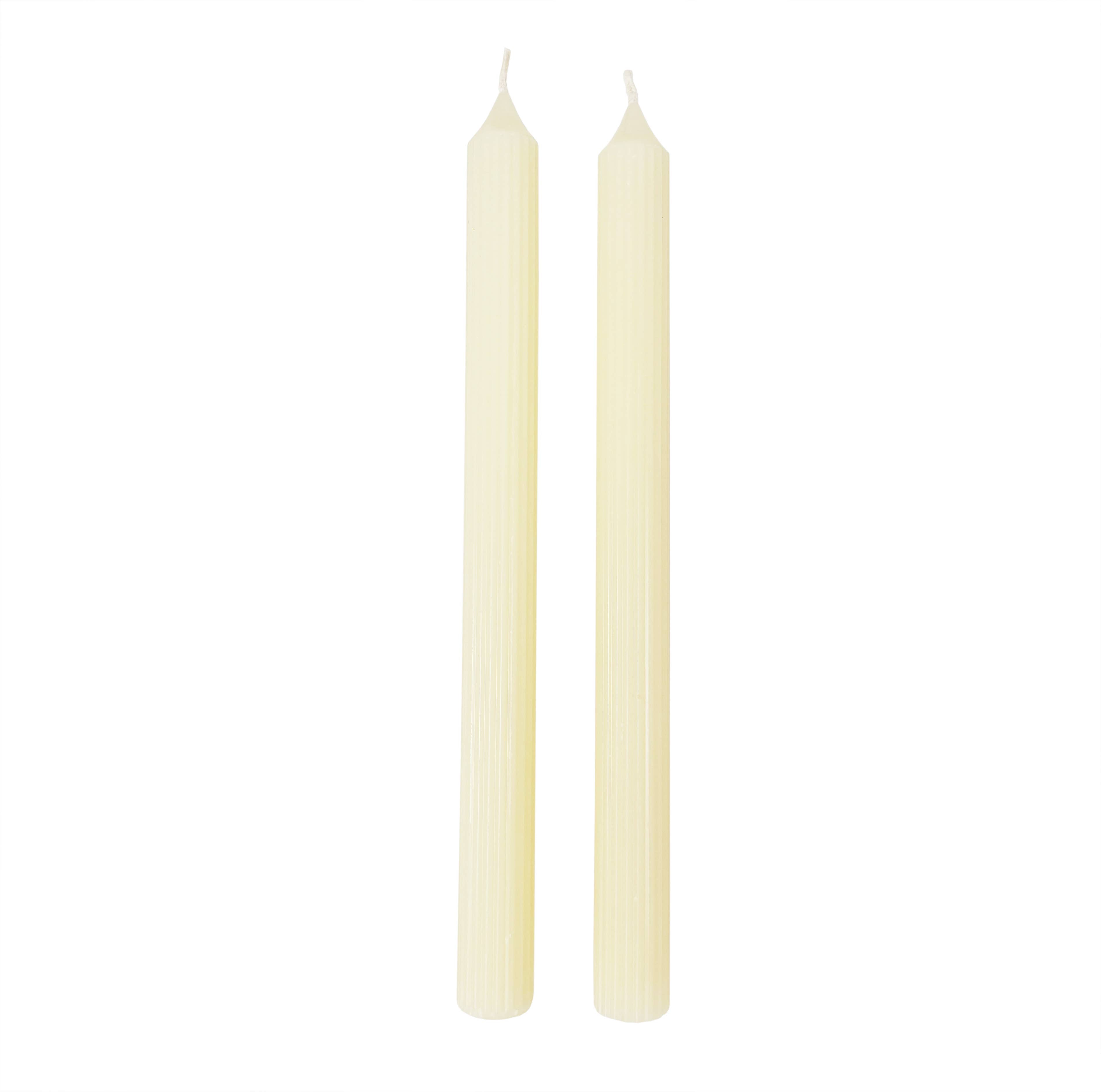 Ivory Ridged Taper Candles (Set of 2)