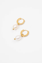 Load image into Gallery viewer, Cz Pearl Drop Huggies