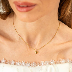 Tiny Gold Puffy Heart Necklace