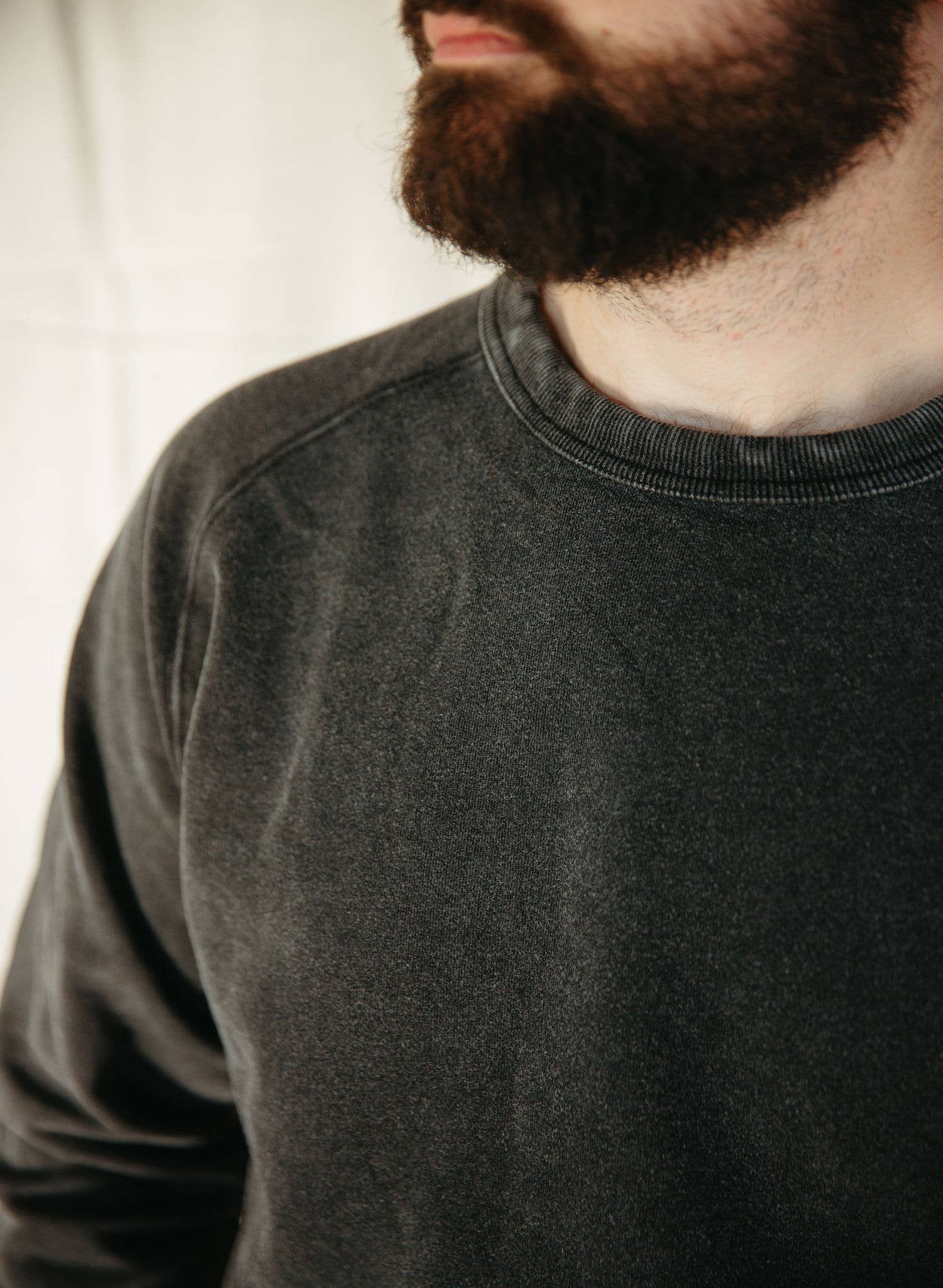 Washed Hemp Crewneck Sweatshirt: Vintage Black - Unisex