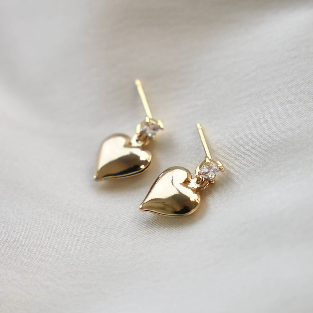 PUFF HEART AND CZ STUD