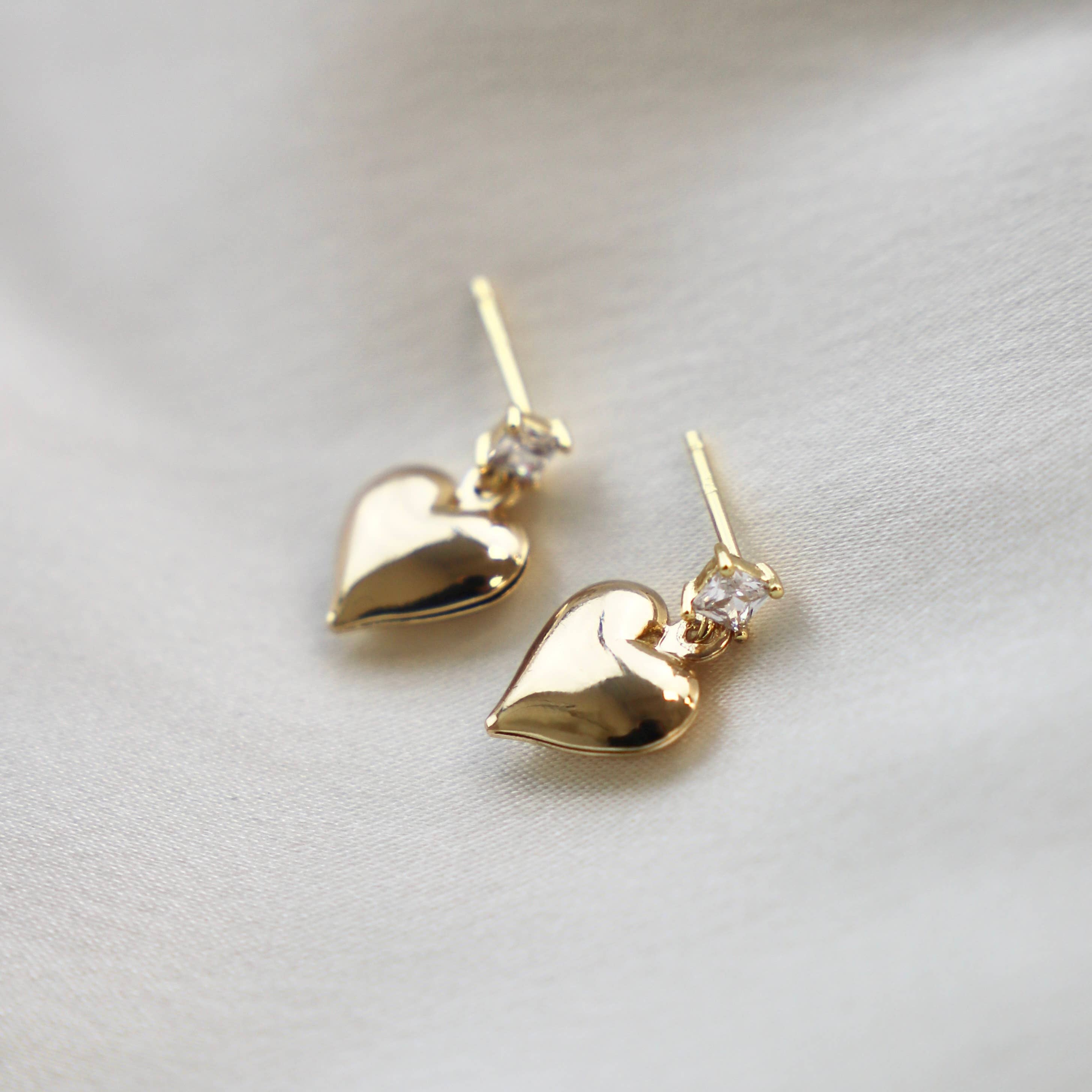 PUFF HEART AND CZ STUD