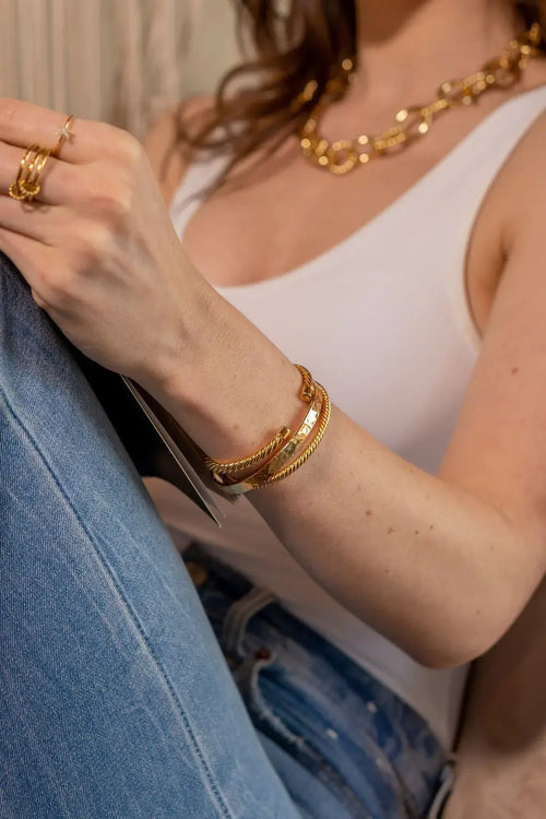 24K Gold Twisted Bangle