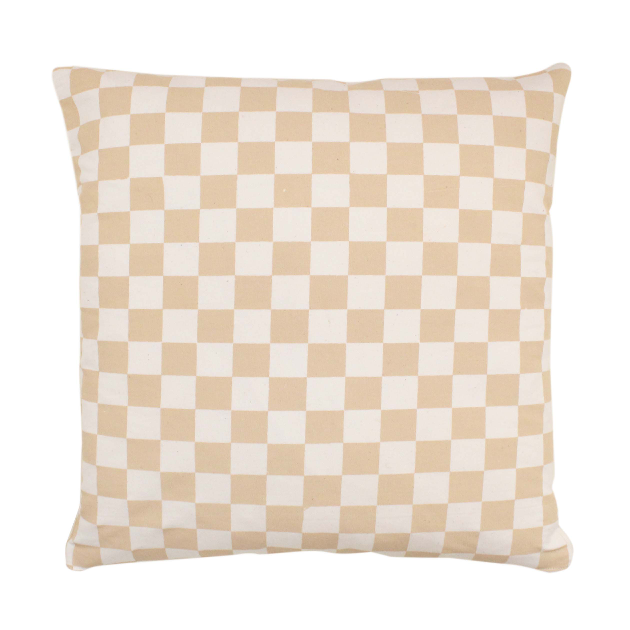 Taupe Checkered Pillow