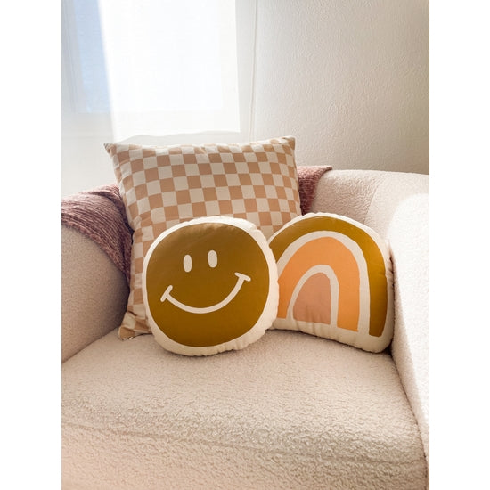 Taupe Checkered Pillow