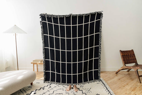 Grid Cotton Throw Blanket