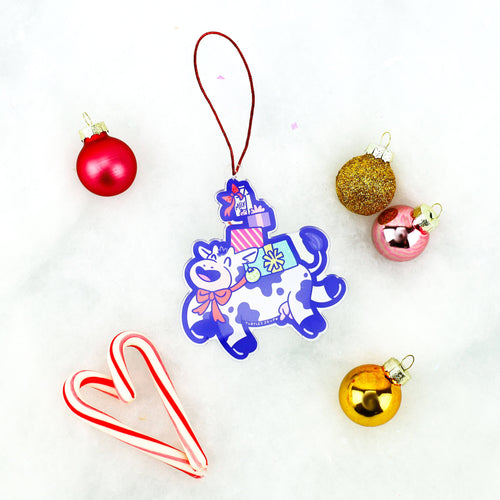 Cow Holiday Acrylic Cute Winter Ornament