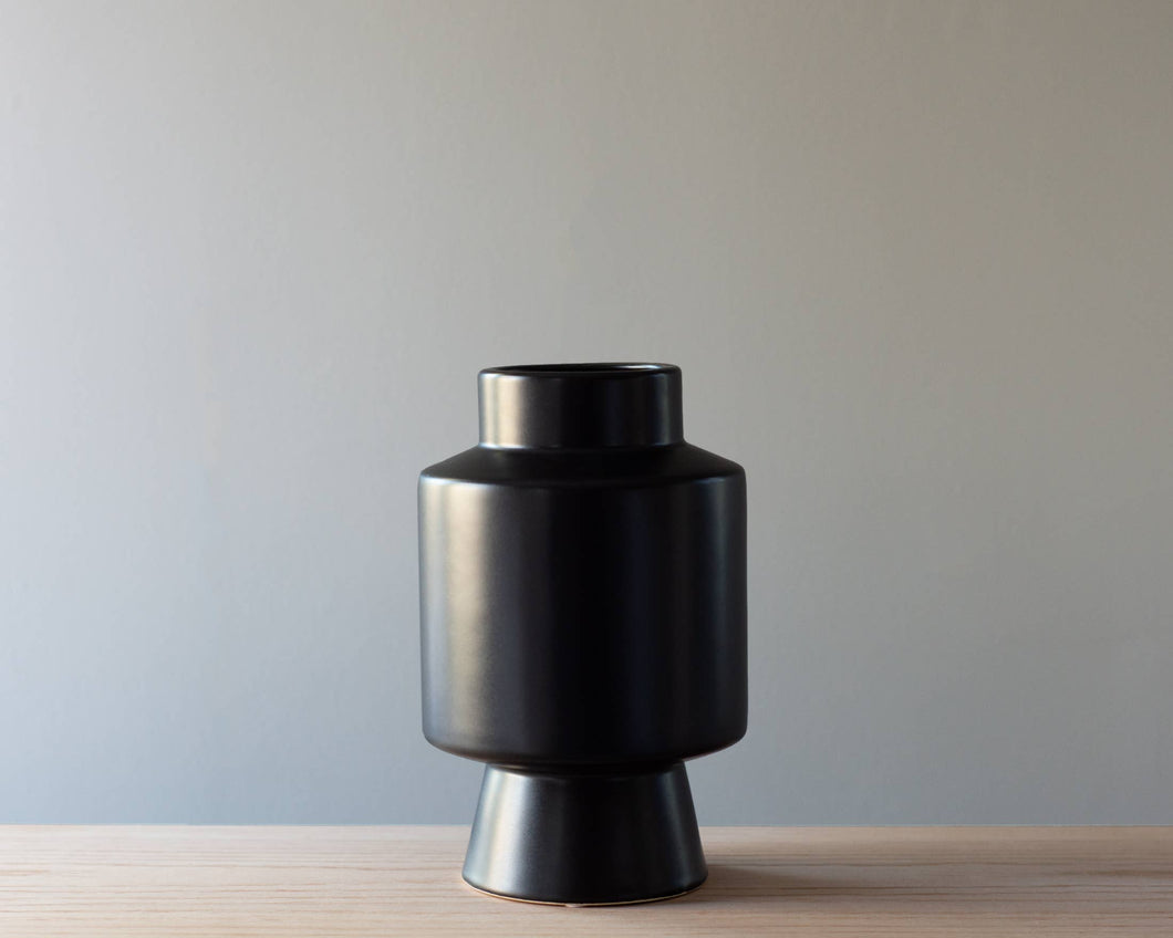 Large Mid-Century Modern Style Black Ceramic Vase