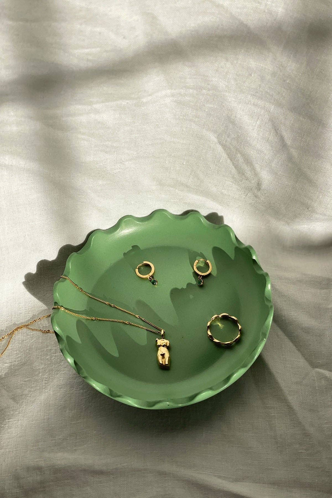 Wavy Edges Trinket Dish - stone