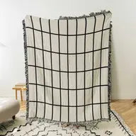 Load image into Gallery viewer, Grid Cotton Throw Blanket