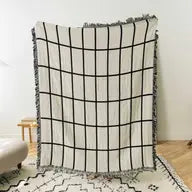Load image into Gallery viewer, Grid Cotton Throw Blanket