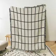 Grid Cotton Throw Blanket